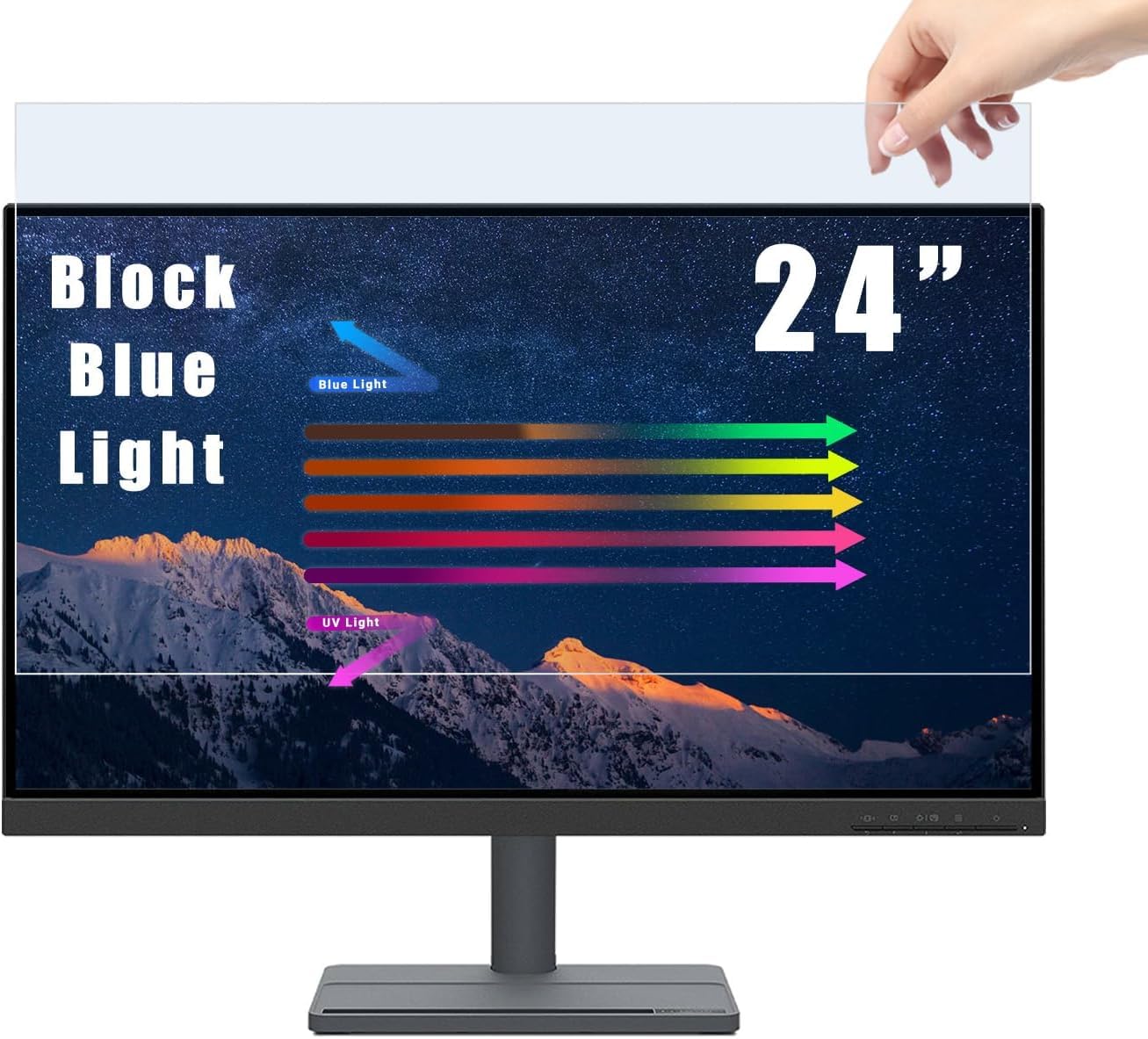 PYS Filtre Anti Lumiere Bleue PC 24 Pouces 16:9, Amovible Protection Ecran 24 inch, Film Mat Ecran PC 24 Pouces, Protege Anti-reflet Moniteur 24 Pouces