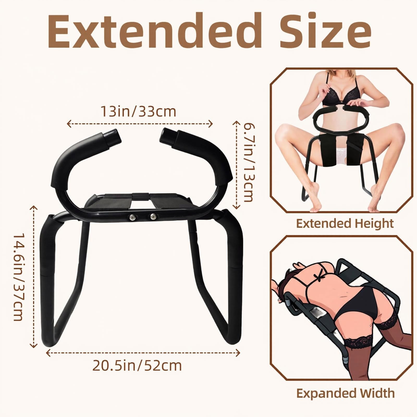 Sex Chair Multifunction Sex Position Enhancer Chair, Sex Furniture Love Position Aids Chair with Handrail, Novelty Sex Toy Sex Games Sex Bench for Couples Adult SM Games (): Black