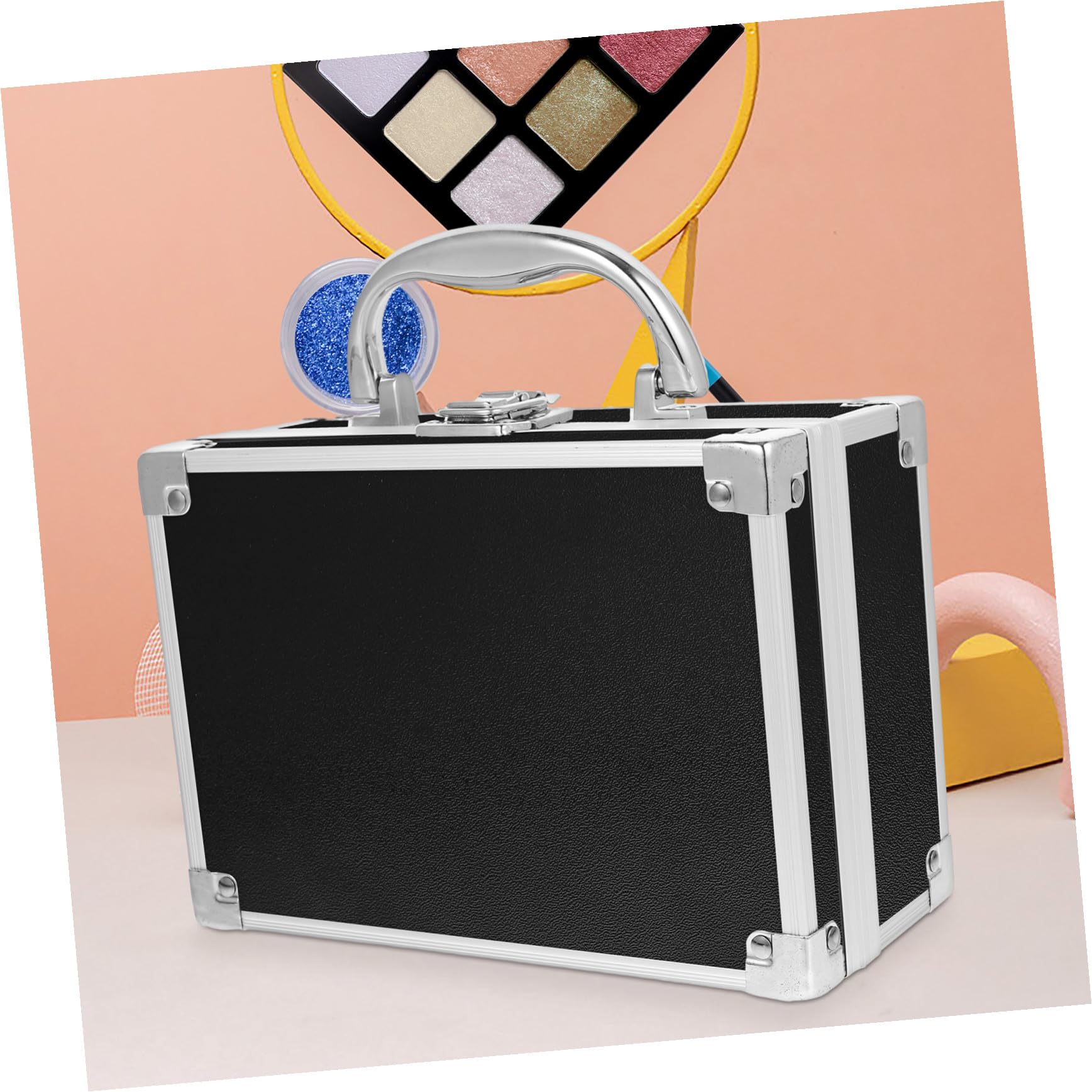 Valigetta Cosmetici Portatile in Lega di Alluminio Nera Organizer Compatto per Trucco e Accessori Custodia da Viaggio Elegante e Versatile per Professionisti e Uso Quotidiano