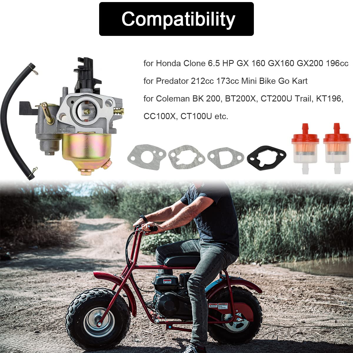 ZAMDOE Kit carburatore per Honda GX120 GX160 GX200 5.5Hp 6.5Hp Engine per Harbor Freight 212 173 R210 196cc 208cc 212cc Engine e Altro