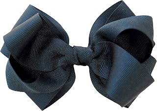 MeiMei - 1PC 4.5" Handmade Christmas Xmas Party Wedding Birthday Christening Twisted Style Hair Bow, Black, Clip, Hair Accessories, Gift Presents (Clip, black)