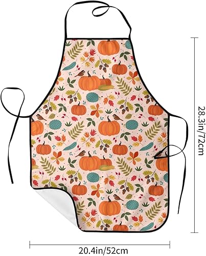Miniatura 3 de Delantales de calabaza con hojas de otoño, delantales de cocina para chef, ajustable, divertido, para Acción de Gracias, pavo, regalos para hombres