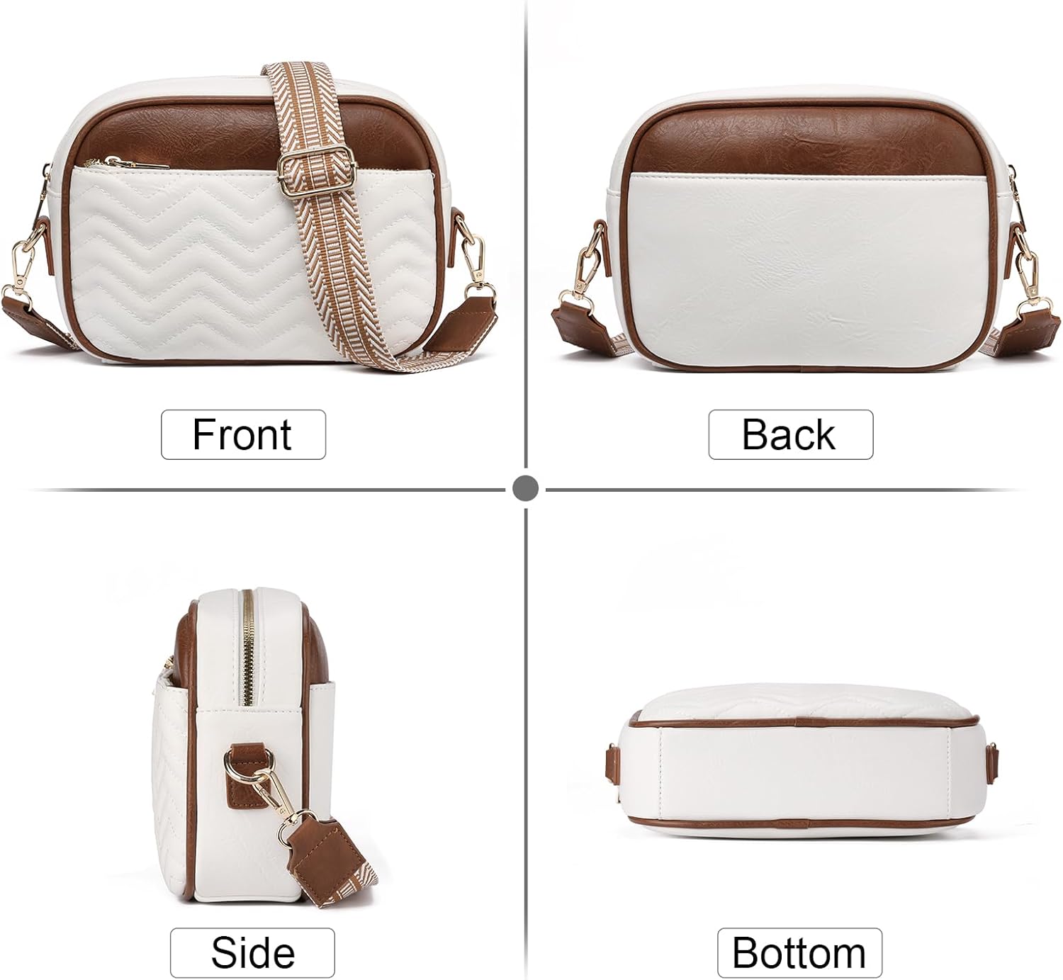 GAEKEAO Small Crossbody Bags for Women Vegan Leather Wide Strap Trendy Design Camera Bag Purse Shoulder Handbag Travel - Image 7