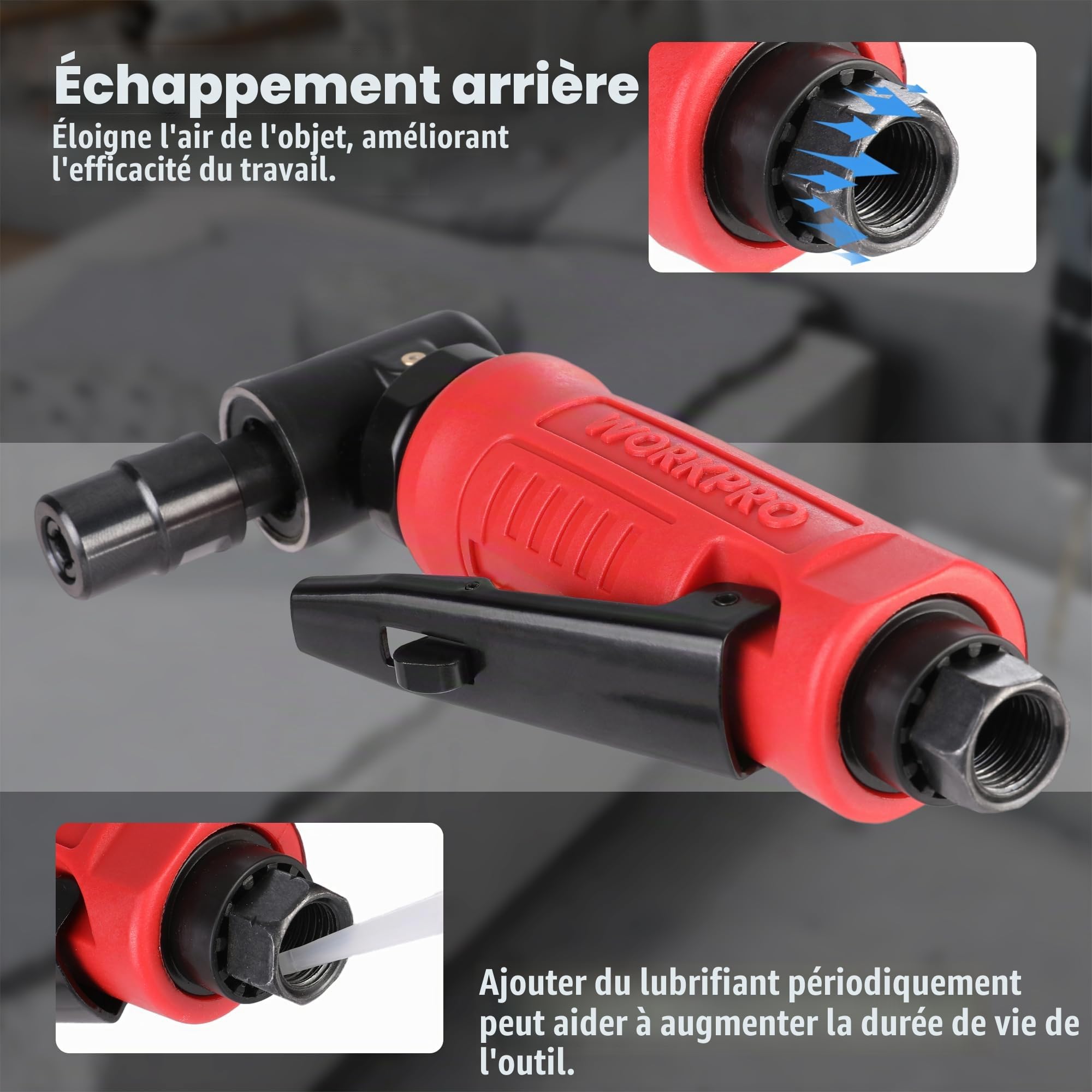 WORKPRO Meuleuse d'Angle à Air 6,3 mm (1/4") Multifonctionnelle