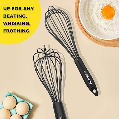 Miniatura 22 de NileHome Juego de batidor de acero inoxidable de 8 pulgadas, 10 pulgadas, 12 pulgadas, batidor de globos de cocina, batidor de alambre para cocina