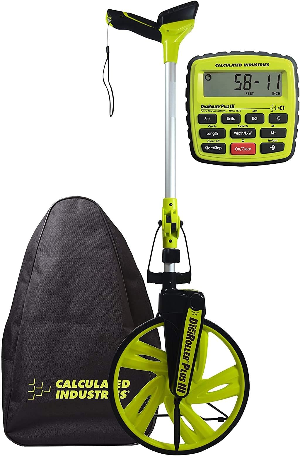 #6575 DigiRoller Plus III 12.5 Inch Estimators Electronic Distance Measuring Wheel with Large Backlit Digital Display; Measure in Feet, Inches, Meters, Yards; FREE Carrying Pack