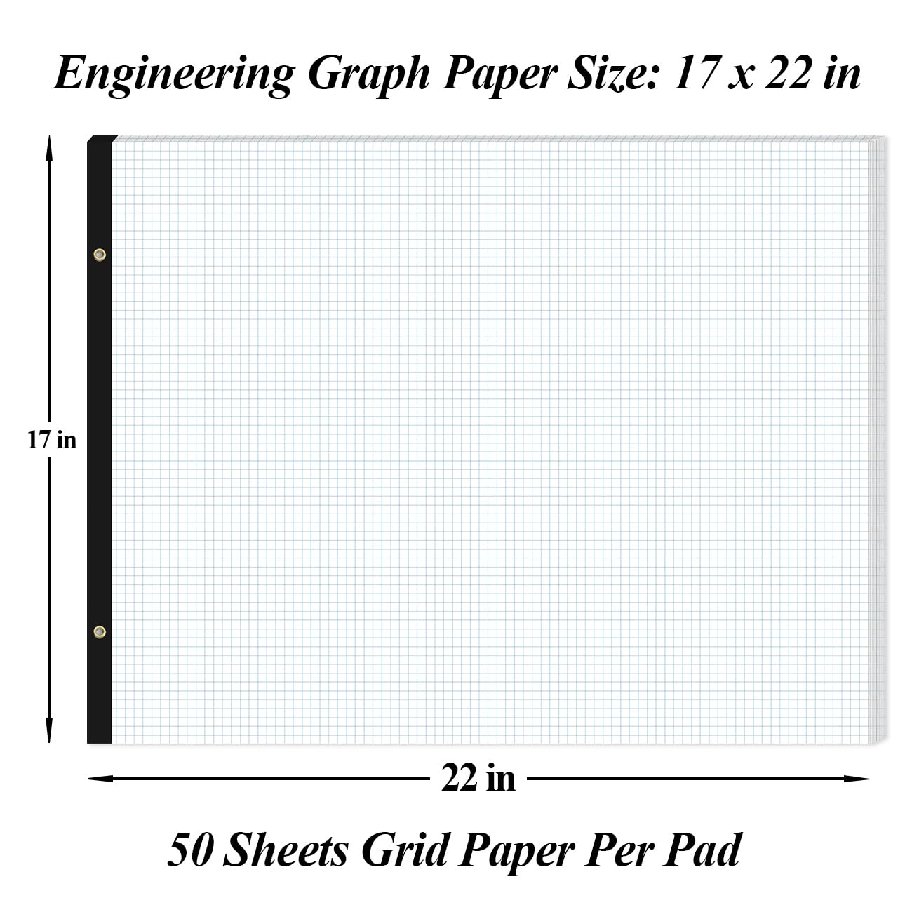 Großes Ingenieurpapier, 55,9 x 43,2 cm, 50 Blatt/100 Seiten, 10,2 x 10,2 cm Gitterblock,