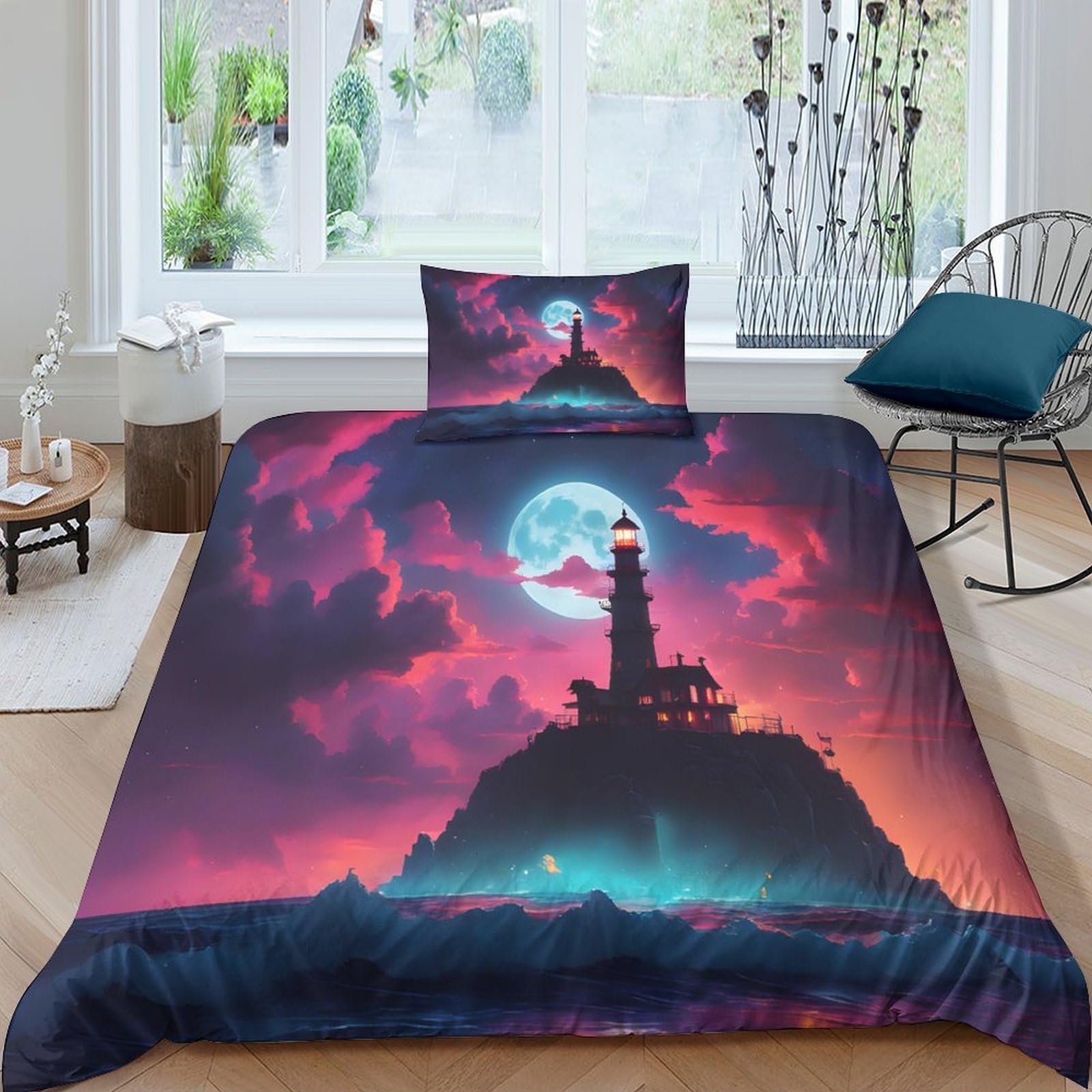 Housse de couette lune 3D de qualité supérieure parure lit microfibre 135x200