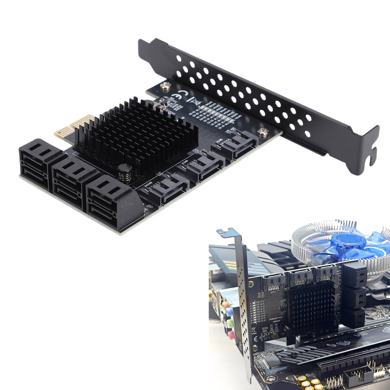 Scheda di Espansione PCI E da 1X a 9 Porte 3.0 Controller da 6 Gbps, Adattatore PCIe III per Disco Rigido SSD, Supporto