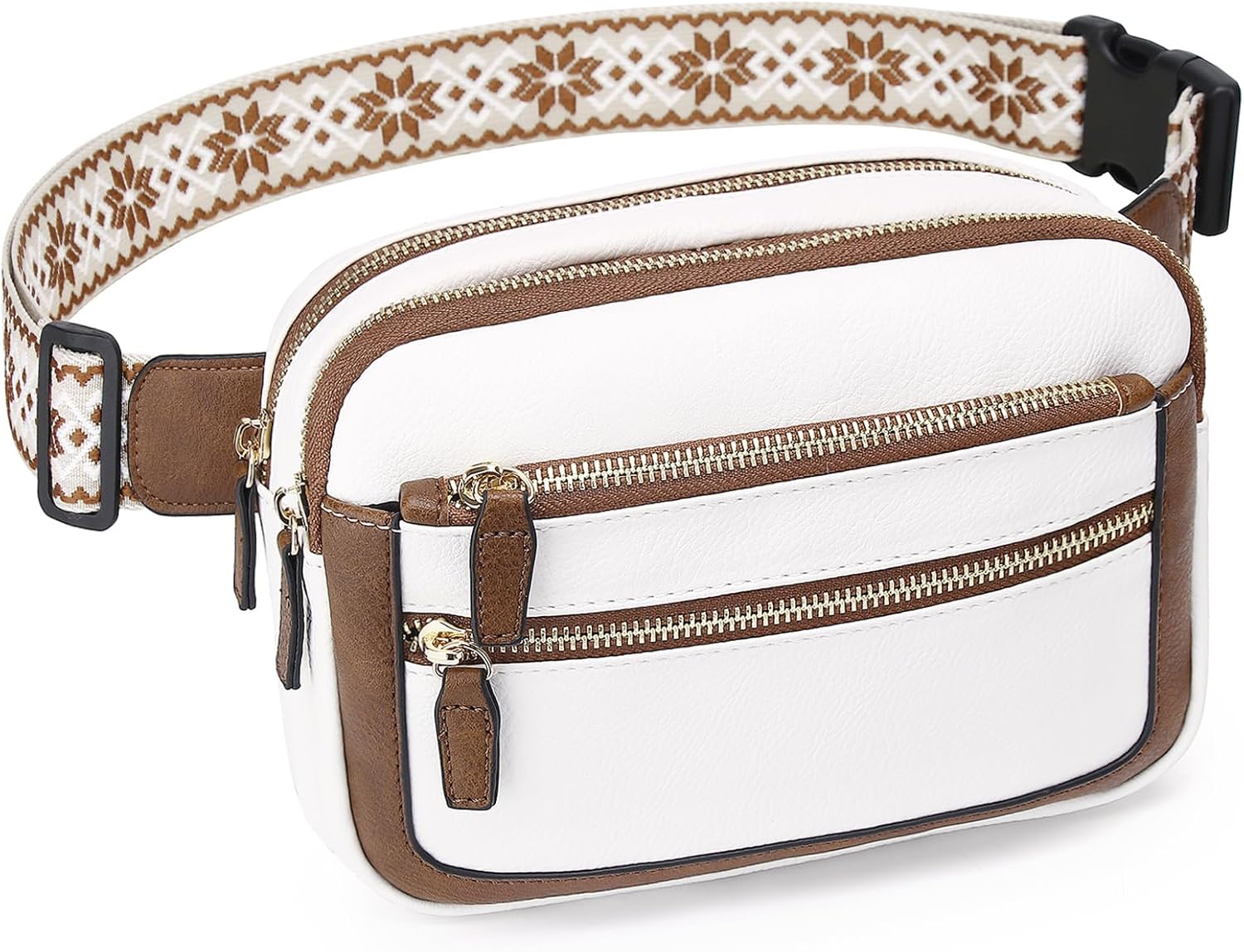 Leather Fanny Pack for Women Men Belt Bag with Multi-function Pocket, Crossbody Waist Packs with Adjustable Straps