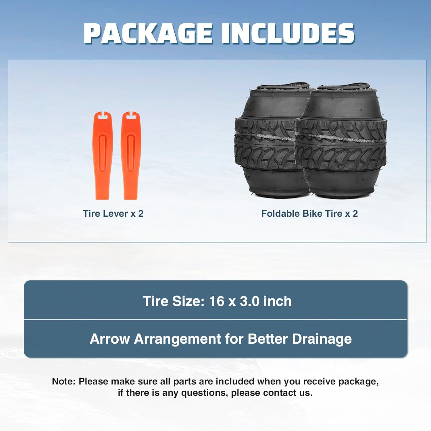 16 inch Fat Bike Tire 16 x 3.0 inch Heavy Duty Anti-Slip Foldable Replacement All Terrains Tire for E-Bike Kids Snow Bike