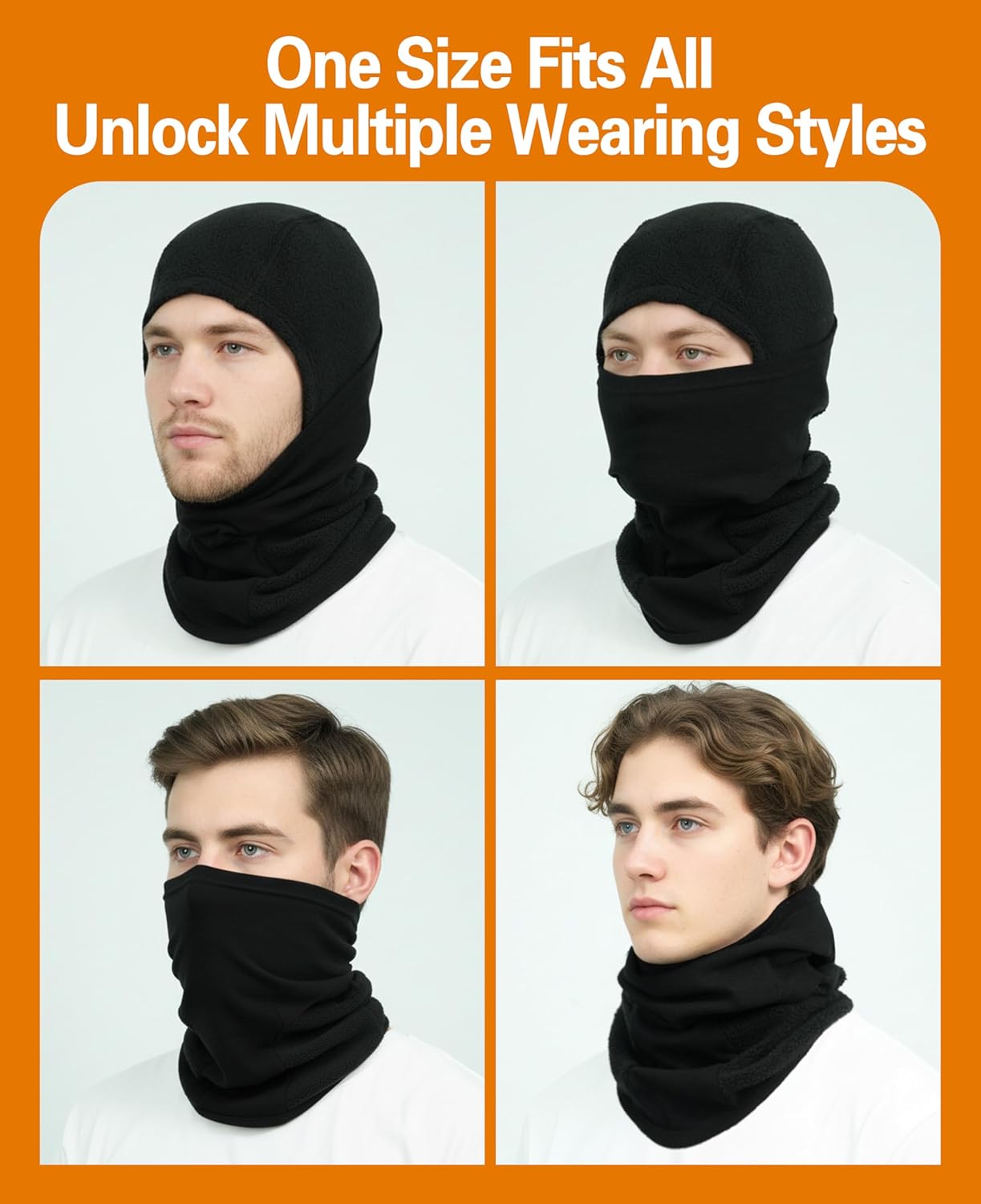 BOCOMAL FR Face Mask Balaclava Flame Resistant 11oz Fleece Modacrylic Blend Winter Headwear Hood Arc Rated One Size - Image 3