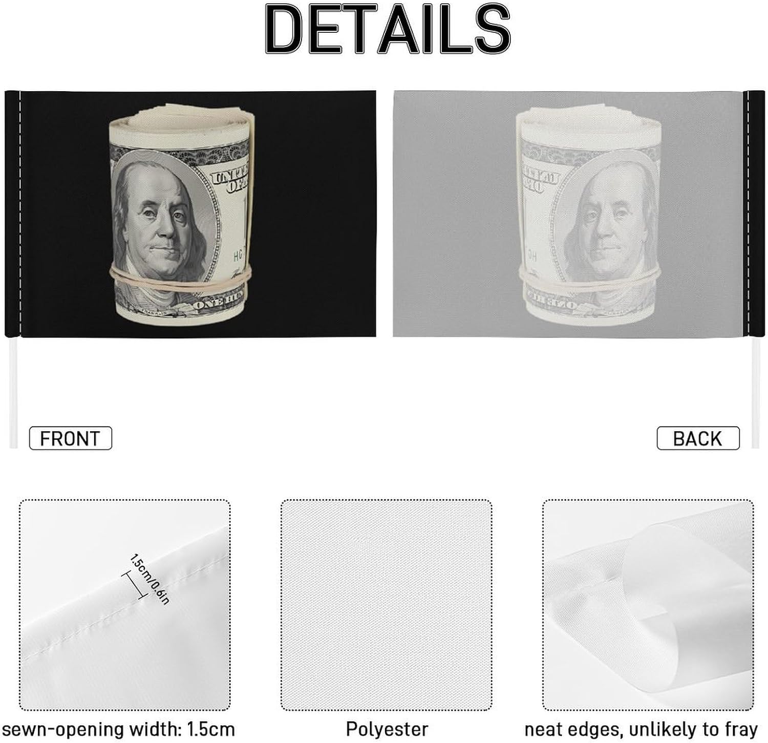 Money Roll 100 Hundred Dollar Car Flag Polyester Clip Flags Mini Handheld Banners for Auto Outside Travel Decor image 3