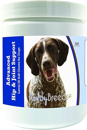 Healthy Breeds Puntero alemán de pelo corto avanzado para cadera y articulaciones, masticables suaves de nivel III para perros, para una vida activa