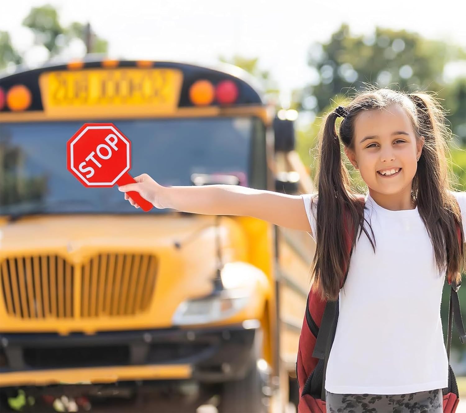 Stop Sign for Kids, Crossing Guard Road Signs | Waterproof Double-Sided Warning Paddle with Handle for Parking Traffic Control Kids Safety Awareness Activities