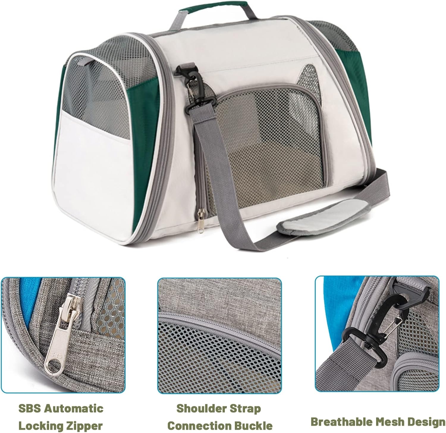 Cat Carrier, Soft-Sided Pet Carrier Airline Approved, Foldable Portable Pet Carrier Travel Bag for Cats and Small Dogs Up to 12Lbs, Detachable Cushion and Breathable Mesh 19" L X 12" W X 13" H