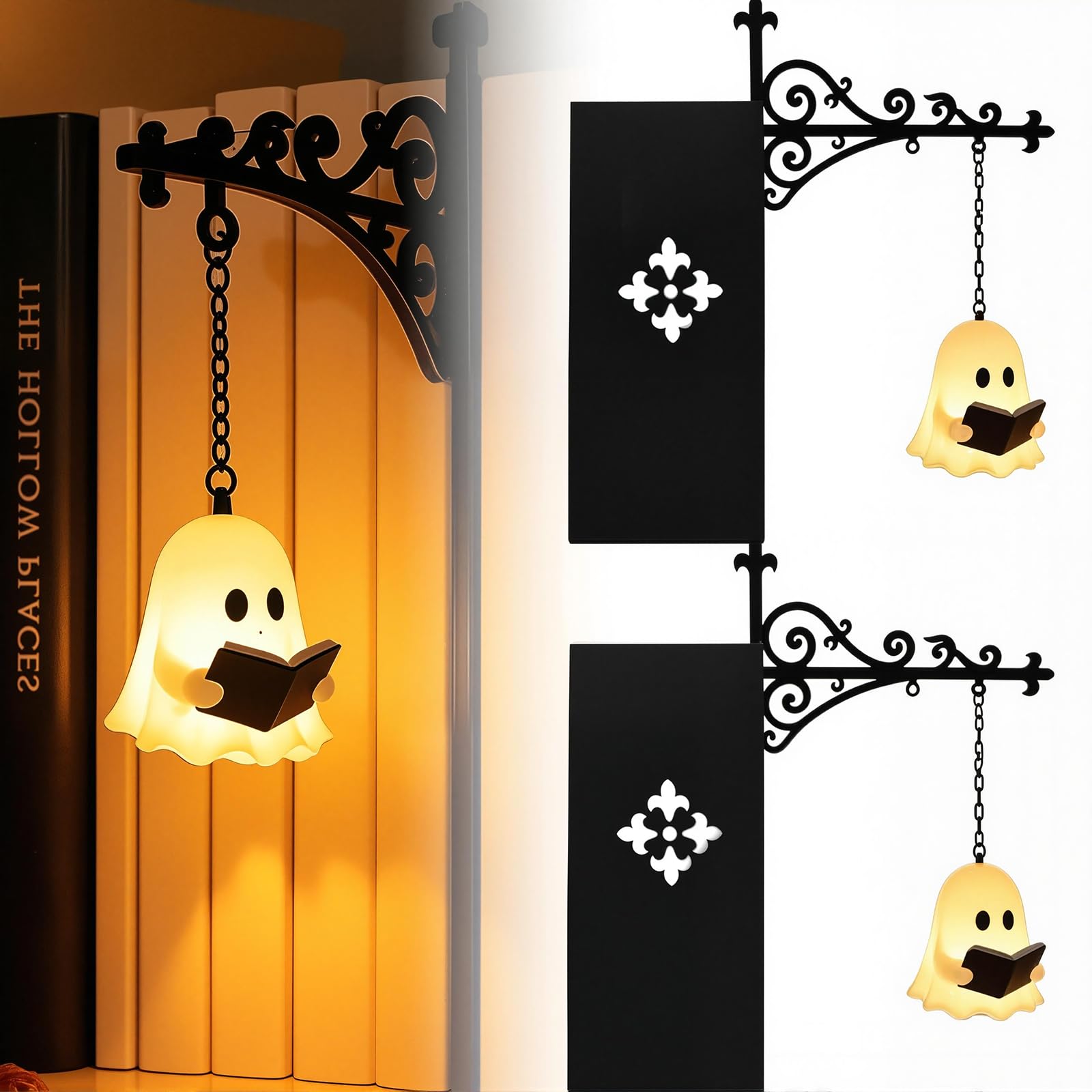 CBDYWVR 2PCS Halloween Bookshelf Lighting, Invisible Magic Metal Bracket