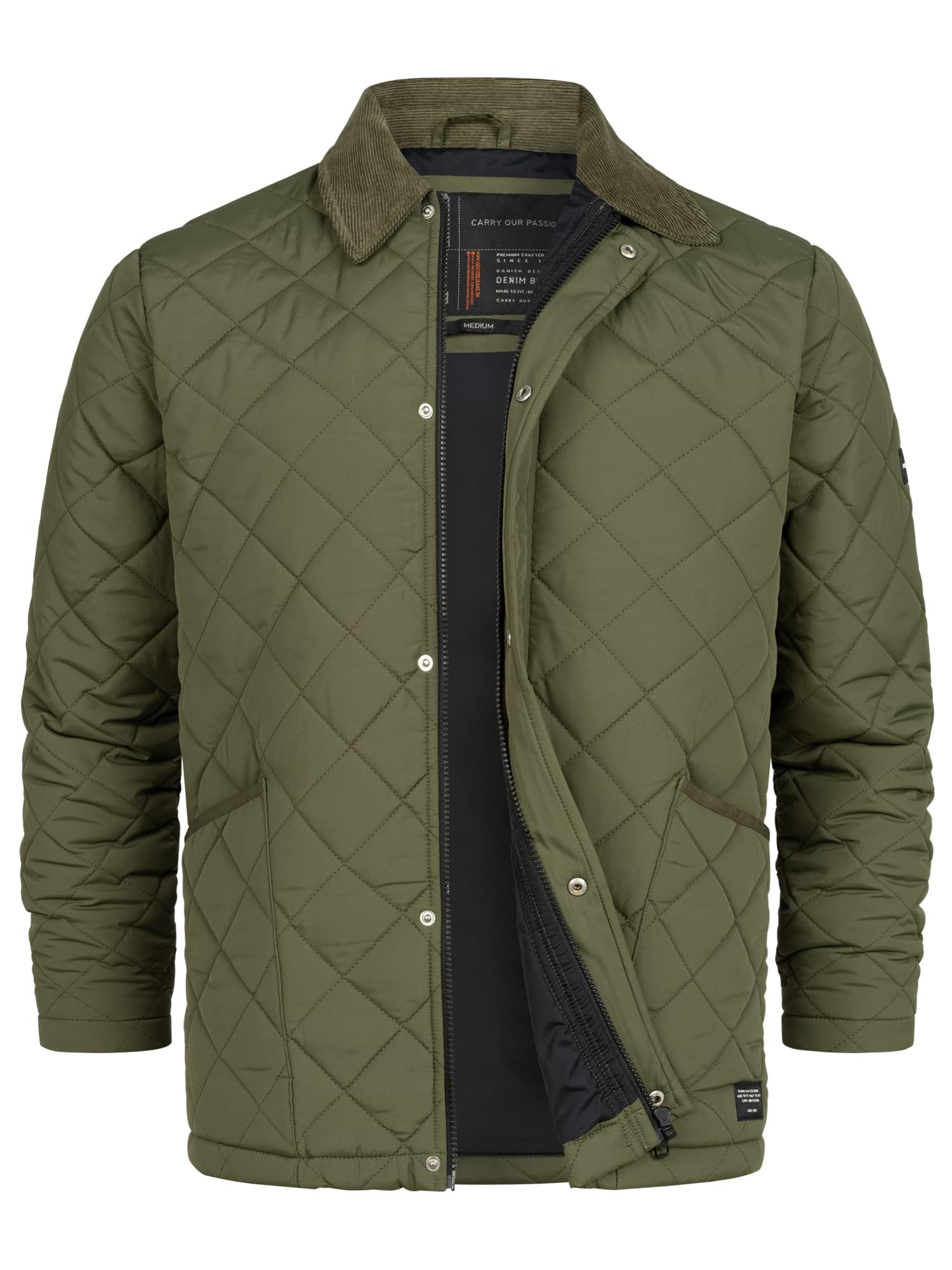 Indicode Steppjacke Herren INDram Daunen-Optik – Leichte Steppjacke mit Cordkragen