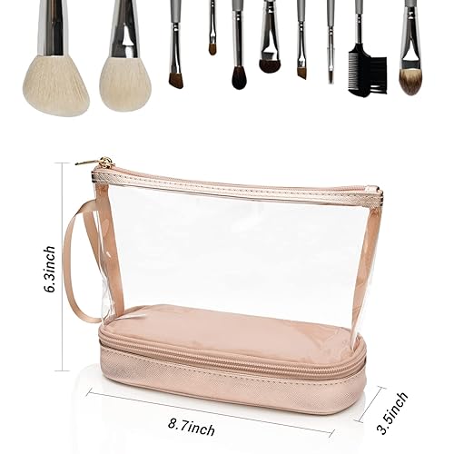 Miniatura 6 de Ethereal Bolsa de maquillaje transparente, bolsa organizadora de maquillaje de oro rosa, bolsa de maquillaje de viaje para mujer, pequeña bolsa de