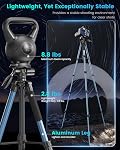 CAMBOFOTO 74"-Camera-Tripod, en aluminium de couleur grise pour appareil photo sans miroir/DSLR/Cell Phone/Camcorder, avec support et sac de voyage (bleu)