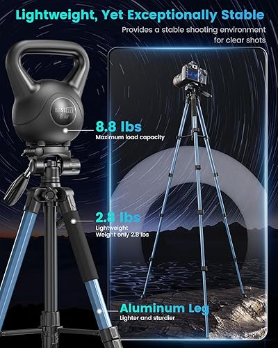 Miniatura 8 de CAMBOFOTO Soporte para trípode de cámara de 62 pulgadas con bolsa de transporte, trípode de viaje ligero portátil de aluminio para cámaras Canon