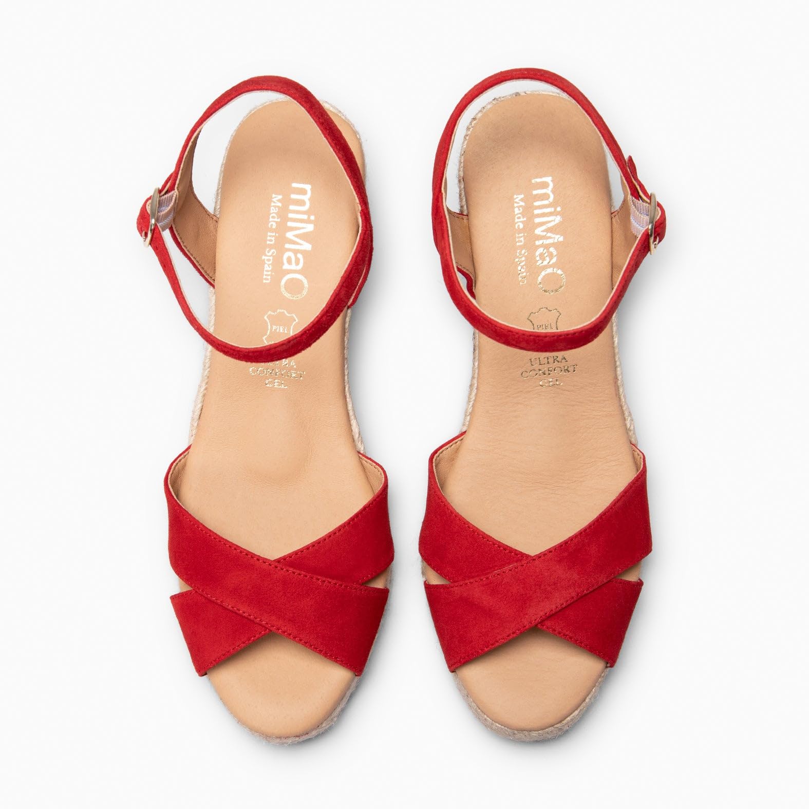 miMaO. Espadrilles à talon en cuir à lanières croisées. Fabrication artisanale