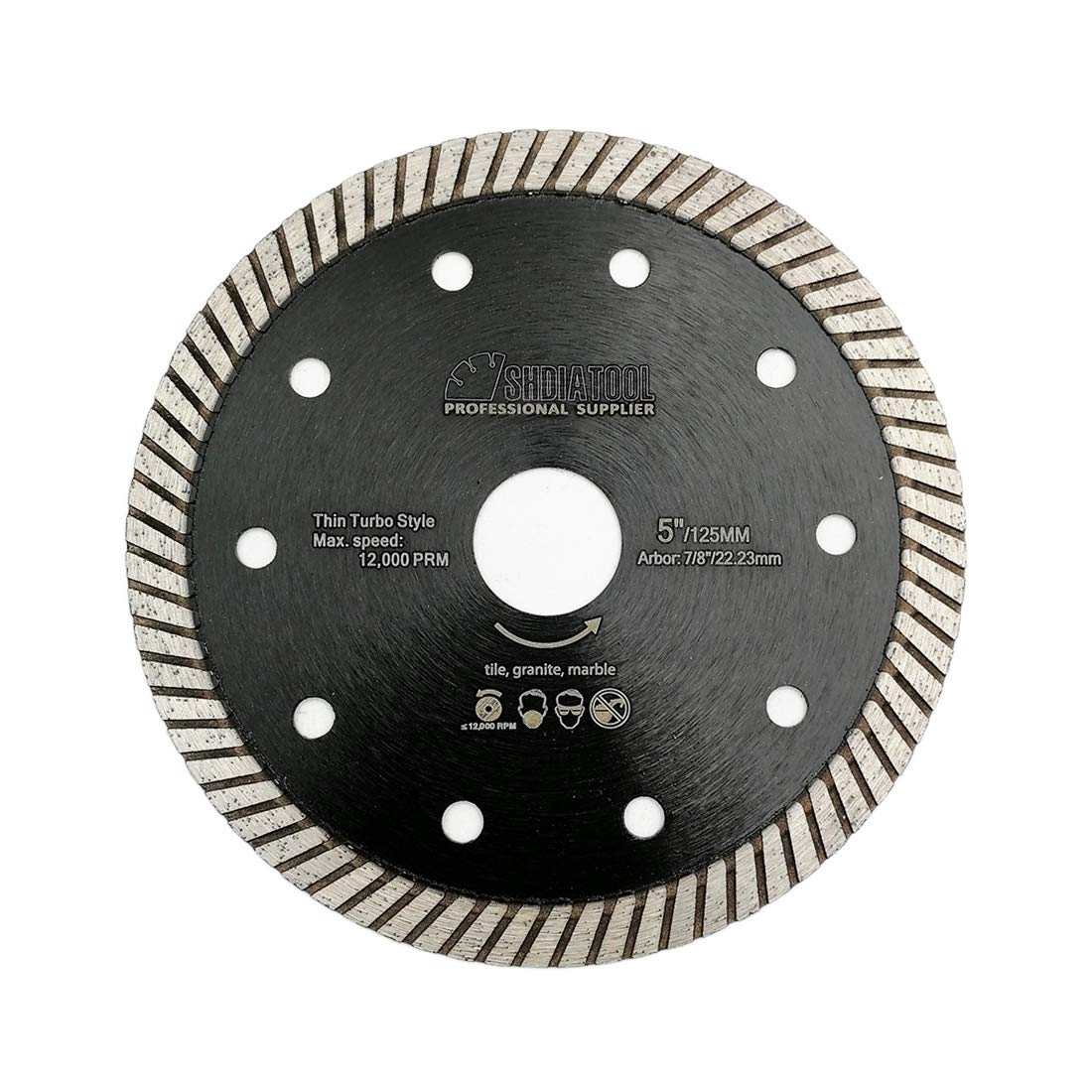 SHDIATOOL Diamond Super Thin Blade for Porcelain Ceramic Tile Granite Dia 125MM Turbo Cutting Disc