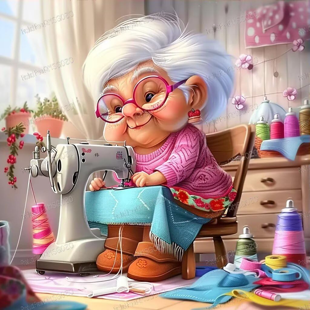 Sewing Machine Grandma Wooden Jigsaw Puzzles 1000 Pieces - 1000 Piece Jigsaw Puzzle 20 X 30 Inches, Fun Indoor Activity - Gift Poster, Patience Enhancing Stress Relief Gifts