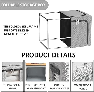 Foldable Storage Box,3 Pack Clothes Storage Boxes With Double Opening Zip And Clear Window, Sided Zip Top Lid, With Reinforced Handle for Storing Bedding, Blankets
