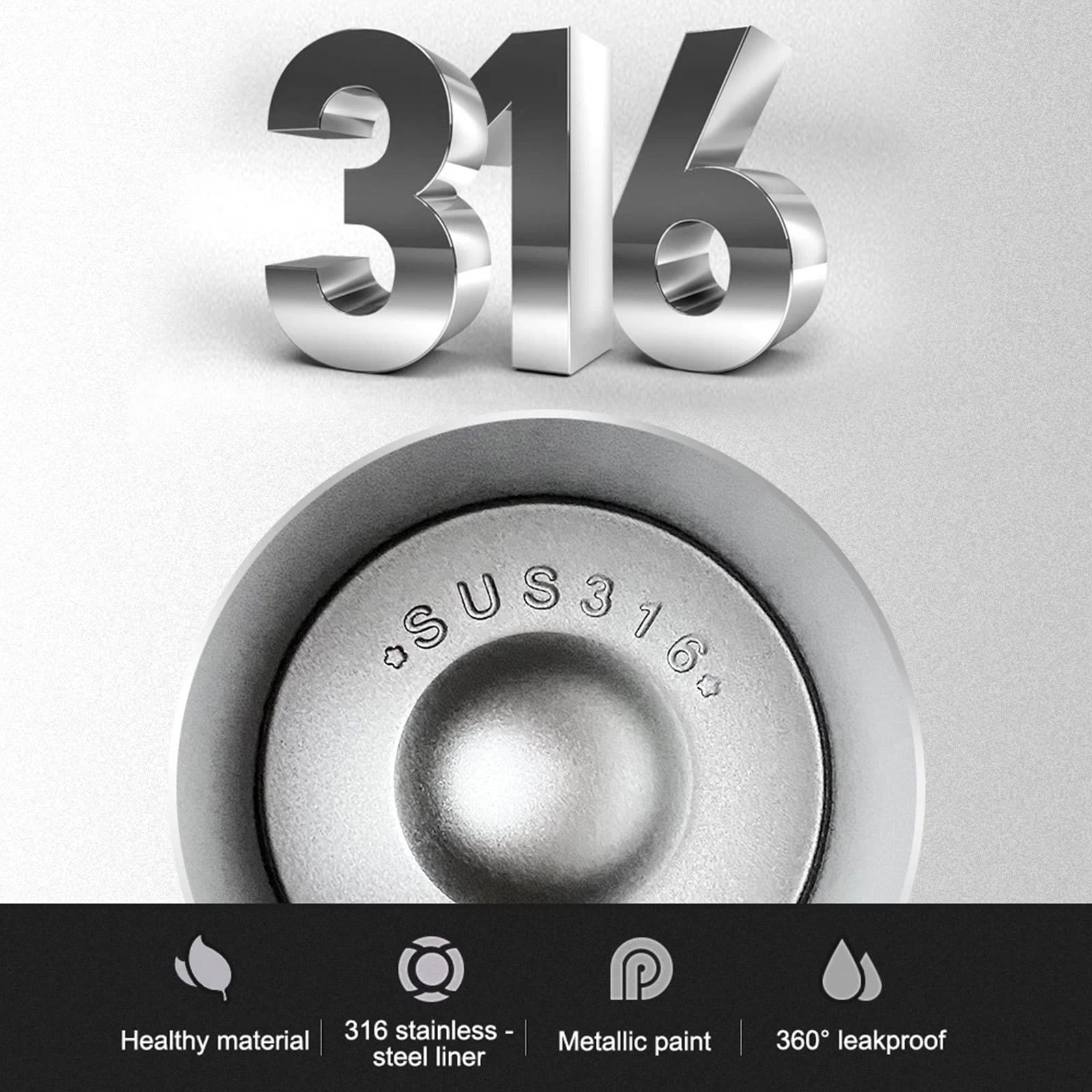 Matraz de vacío de acero inoxidable con taza - Botella de agua con aislamiento de doble pared de 35 oz - Mantiene el líquido caliente o frío, taza para bebidas resistente a fugas,Black