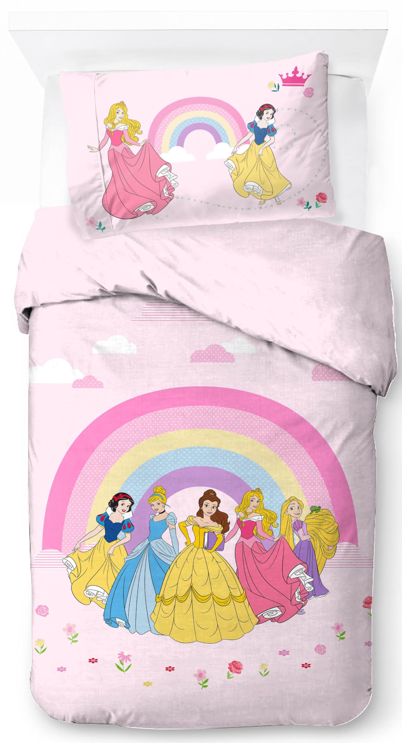 Jay Franco Children's Disney Princess Single Duvet Cover Set – 100% Cotton Super Soft Bedding with Pillowcase, Official Licensed Product, Pink, 2 Piece Set — image 1
