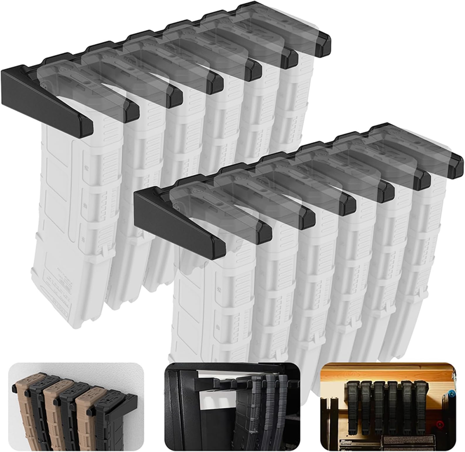 AR 10 Wall Mount Magnetic Mag Holder for Gun Safe | Standard Rack Wall Mount for PMAG & AR 308 Rifle Wall Rack | Magazine Holder Display for Gun Room | AR Mag Storage & Accessories