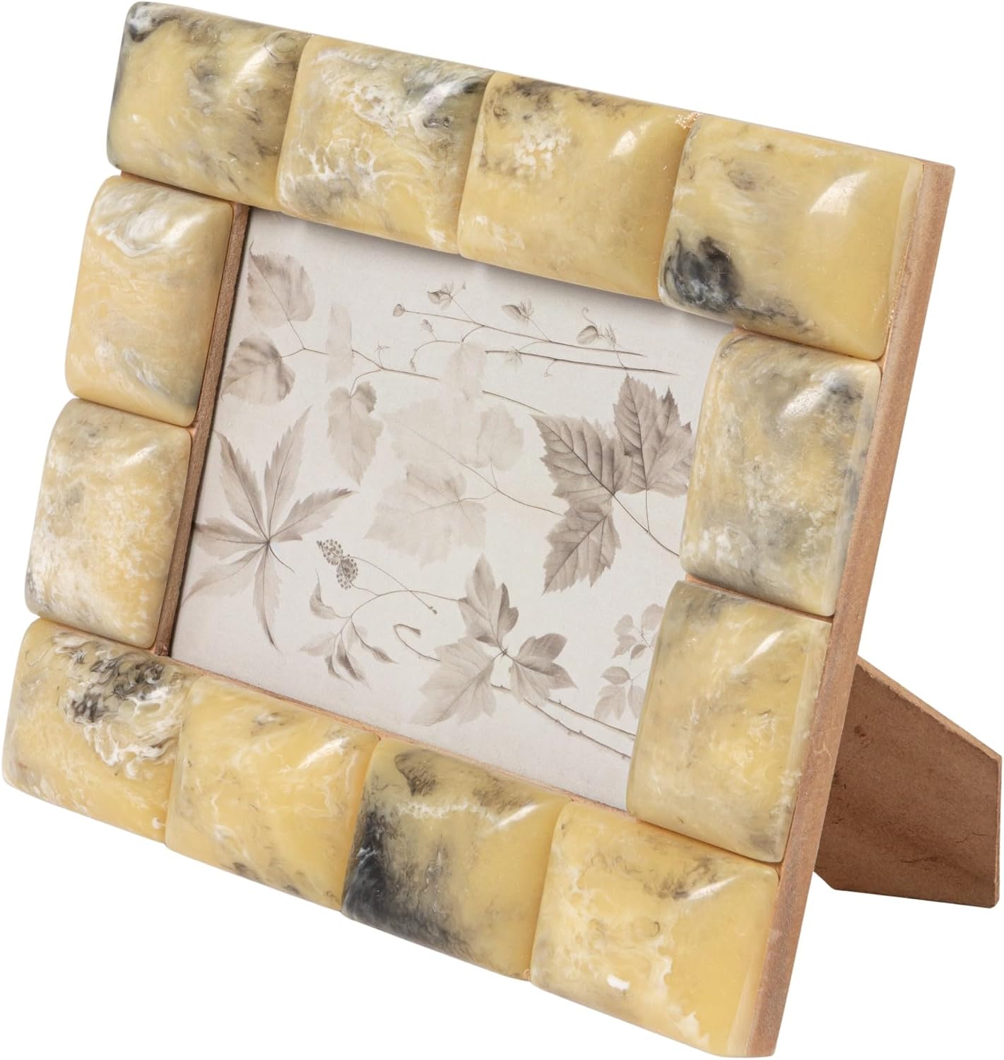 Creative Co-Op Marbled Resin Studded Photo Frame, Yellow