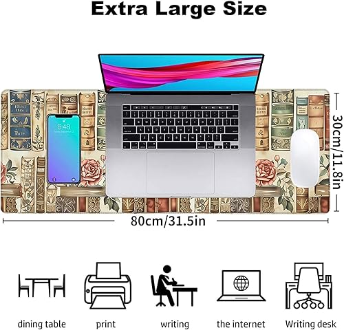 Miniatura 3 de Alfombrilla de mouse vintage para juegos de libros, alfombrilla de escritorio de oficina, base de goma antideslizante, alfombrilla de mouse estética