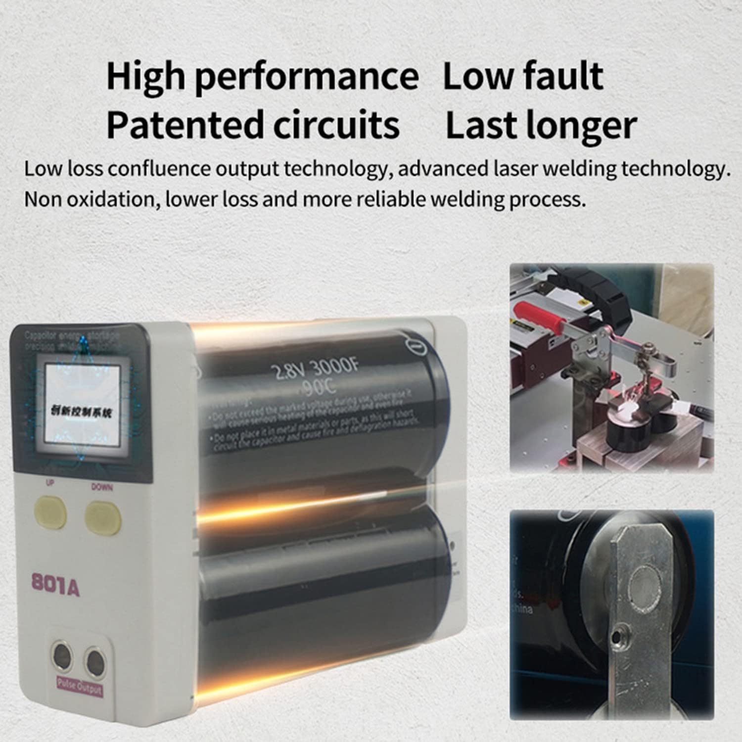 KLUFO Portable Welding Machine,801A Battery Spot Welder,Capacitor Energy Storage Pulse Welder,with 70A Welding Pen,for Battery Pack Construction