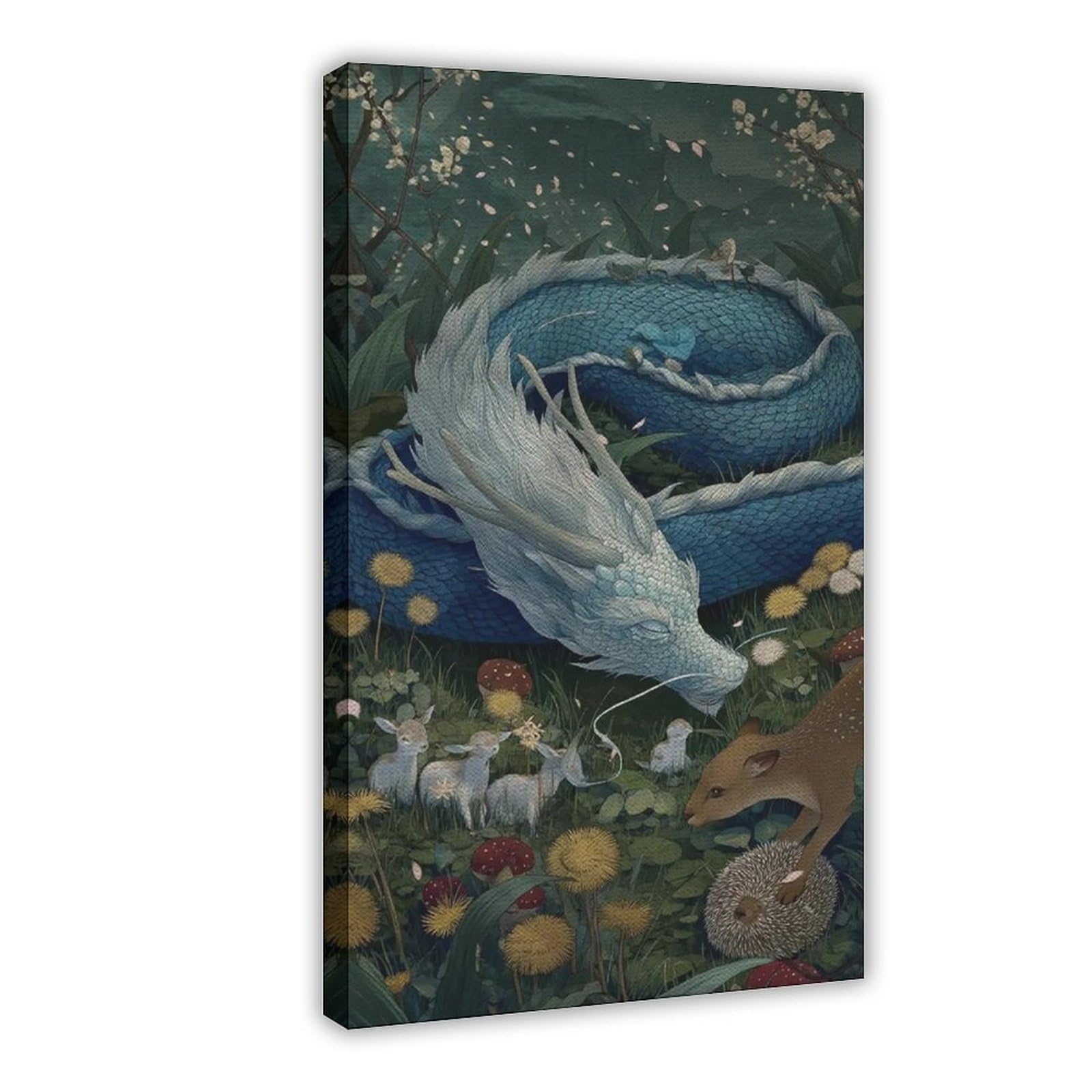 Utgn Blue Dragon Canvas Poster Wall Art Print Picture Paintings 12X18inch(30X45cm)