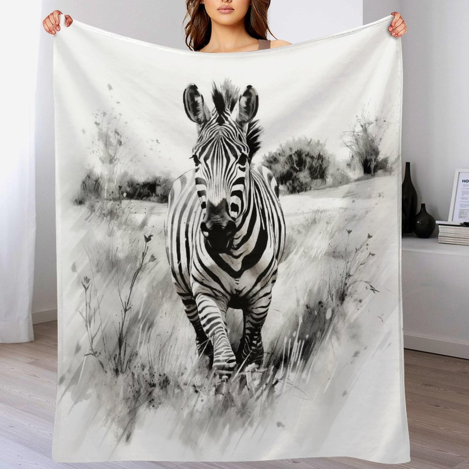 Couverture en flanelle de qualité supérieure zèbre pour lit et sofa