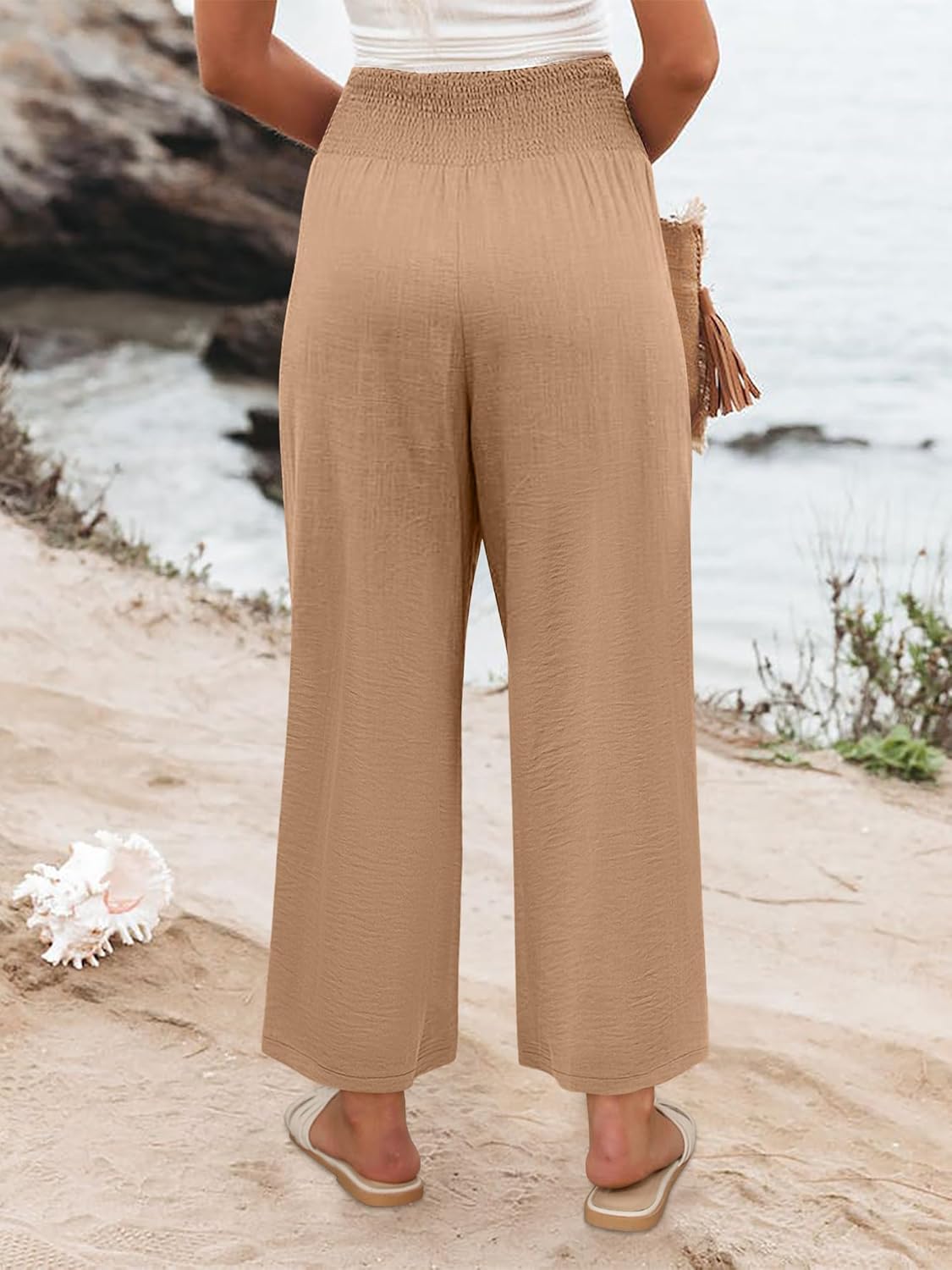 Angerella Women's Wide Leg Pants Casual High Waisted Palazzo Pants Summer Flowy Beach Lounge Trousers with Pockets - Image 5