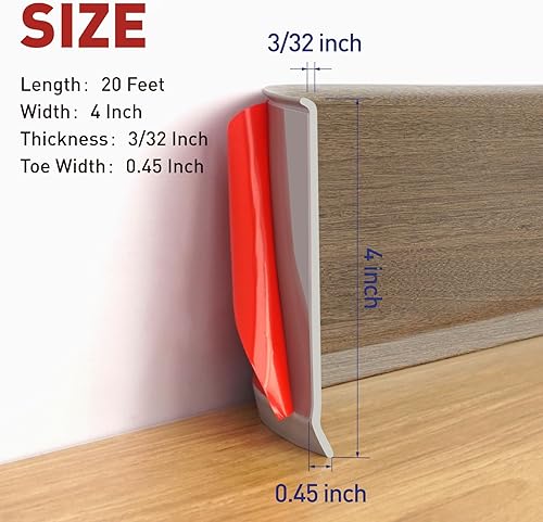 Miniatura 2 de Moldura flexible para zócalo, 4 pulgadas x 20 pies, base de pared de vinilo autoadhesivo, base de pared de goma para despegar y pegar, moldura de