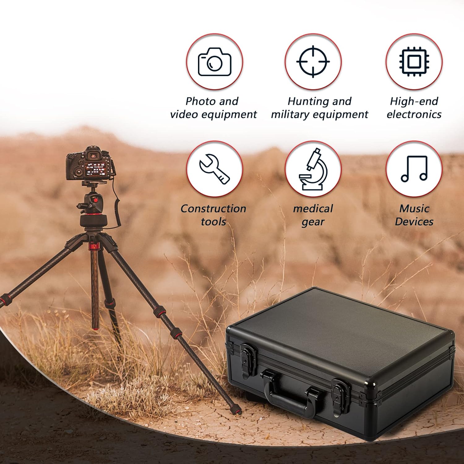 Aluminum Hard Case Hard Case with Foam 16" x12" x 6",Camera Case With Customized Fit Foam,Fit Use of Drones,Camera,Equipments - Image 6