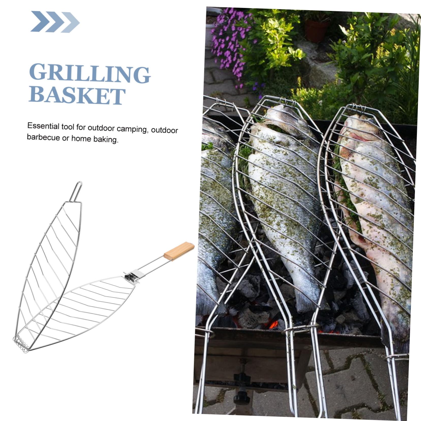 Ciieeo 4stücke Grillkorb Für Fisch Und Abnehmbarer BBQ-grillkorb Mit Ergonomischem Griff Für Wenden Für Camping Und Grillpartys Leicht Zu Reinigen