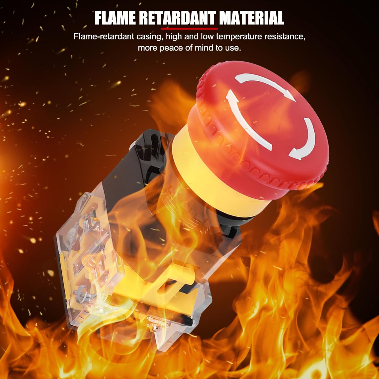 3PCs 440V 10A Push Button Switch,22mm Emergency Stop Push Switch,On Off Push Button Industrial Parts Engineering Plastic Push Button Switch