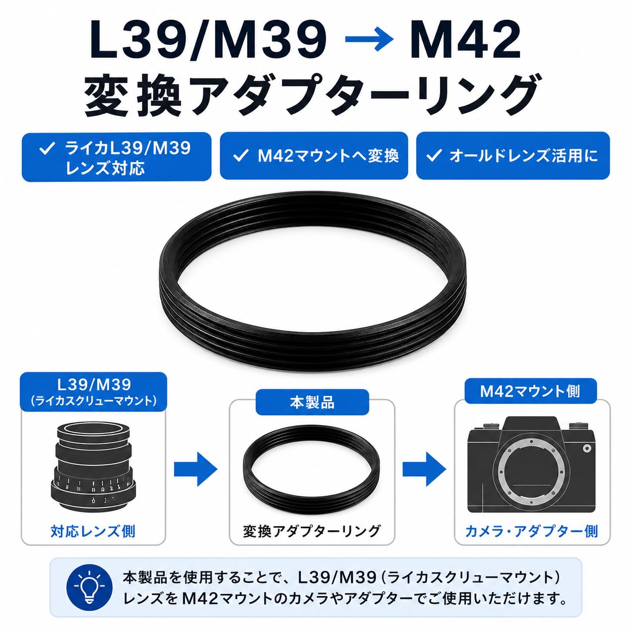 Amazon | Big Hashi ライカ L39/M39 → M42 マウント 変換アダプター