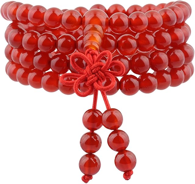 KYEYGWO 108 Prayer Mala Beads Wrap Wrist Bracelet for Women & Men, Tibetan Buddhist Meditation Stone Necklace for Unisex Elastic