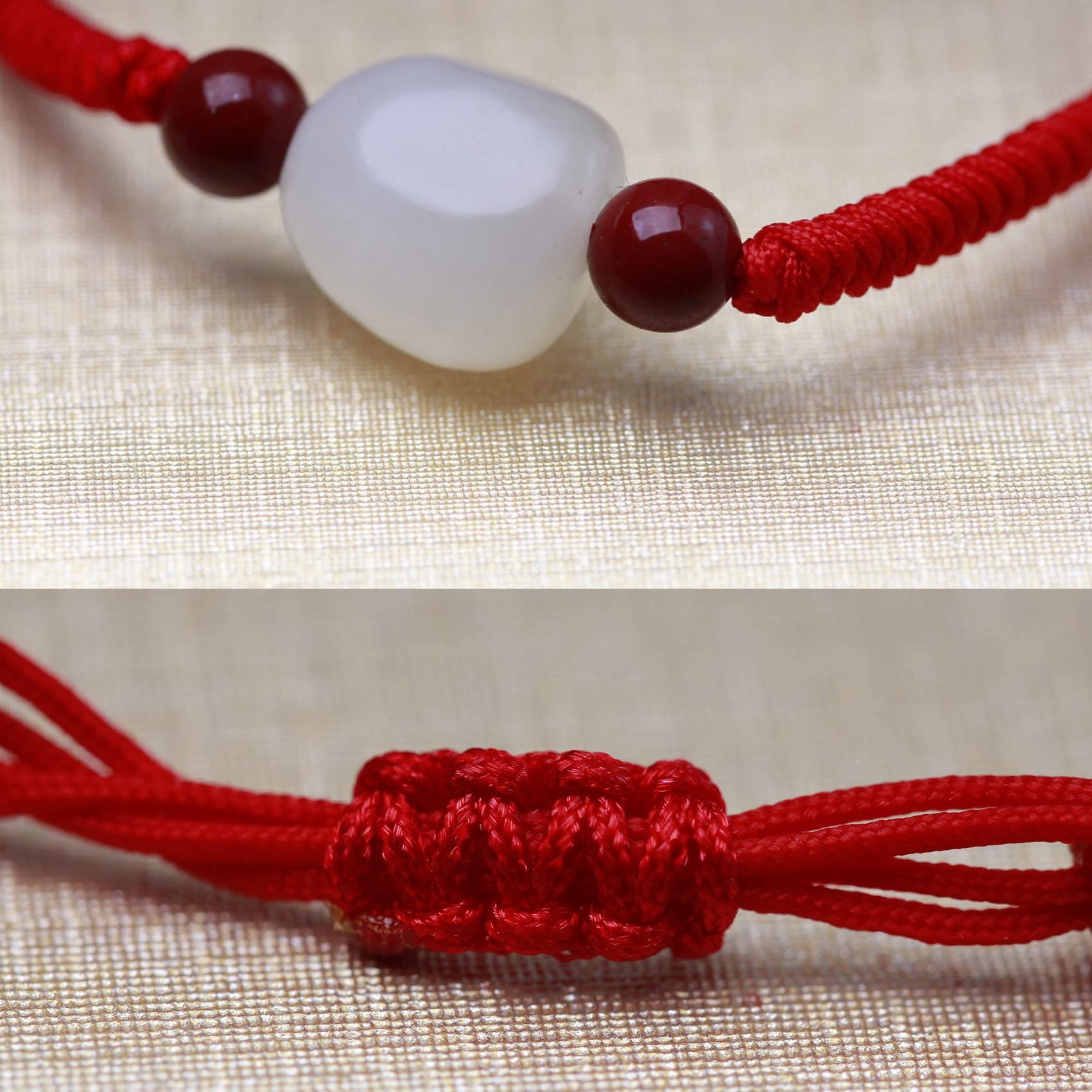 Brazalete encantado Piedra preciosa natural Hetian Jade Pulsera Pulsera de hilo rojo Pulsera de cuentas de cristal irregular for mujeres Hombres Amuleto Pulsera de buena suerte Regalos de joyería for