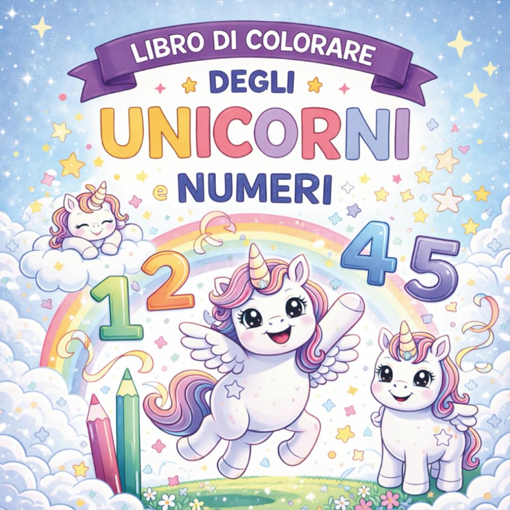 Libro da colorare degli unicorni numeri: 30 disegni educativi per imparare i numeri divertendosi
