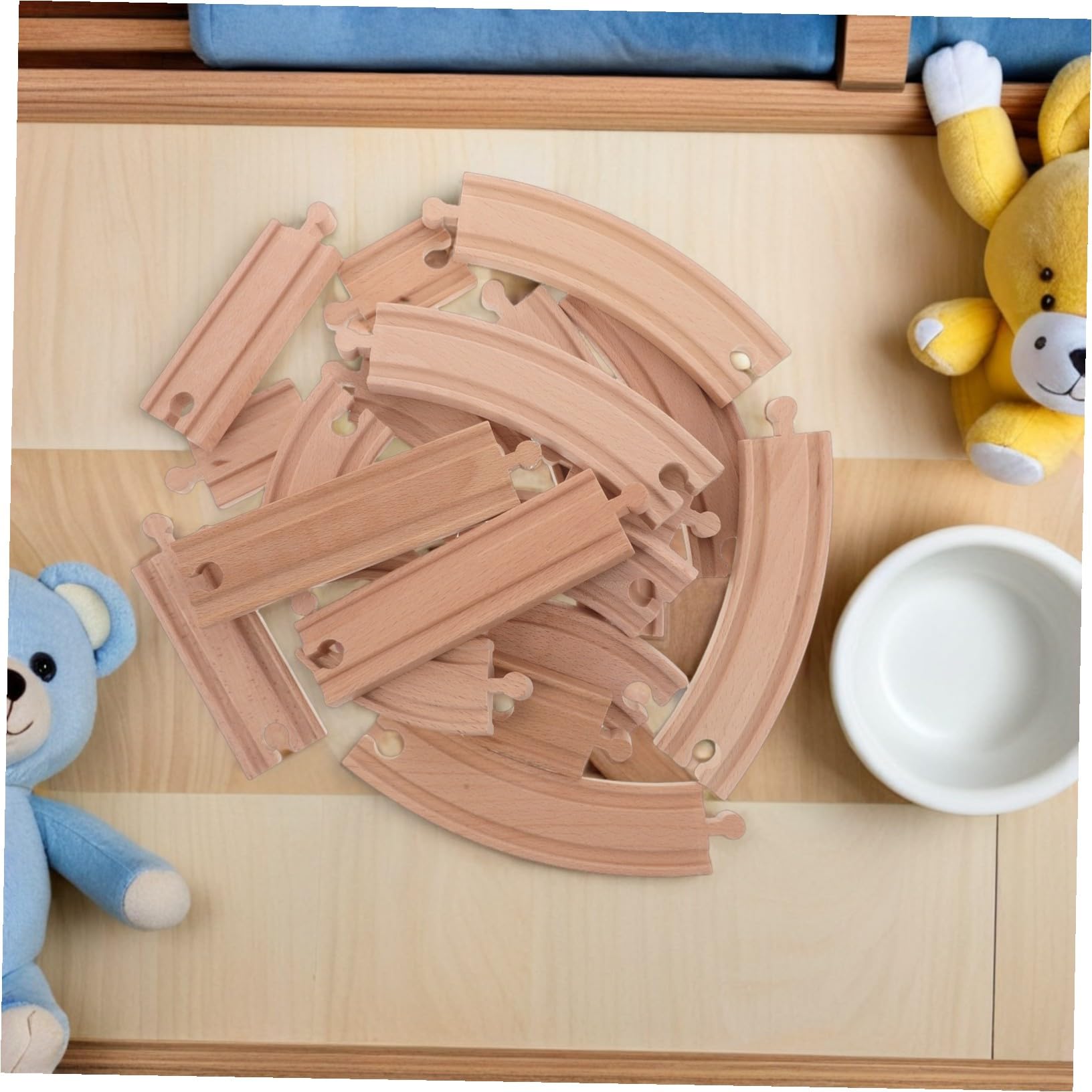 BESPORTBLE 20pezzi Accessori Per Treni in Legno Binari Dritti Curvi Espansione Compatibili Con Sistemi Ferroviari Giocattolo Di Ricambio Per Layout Creativi