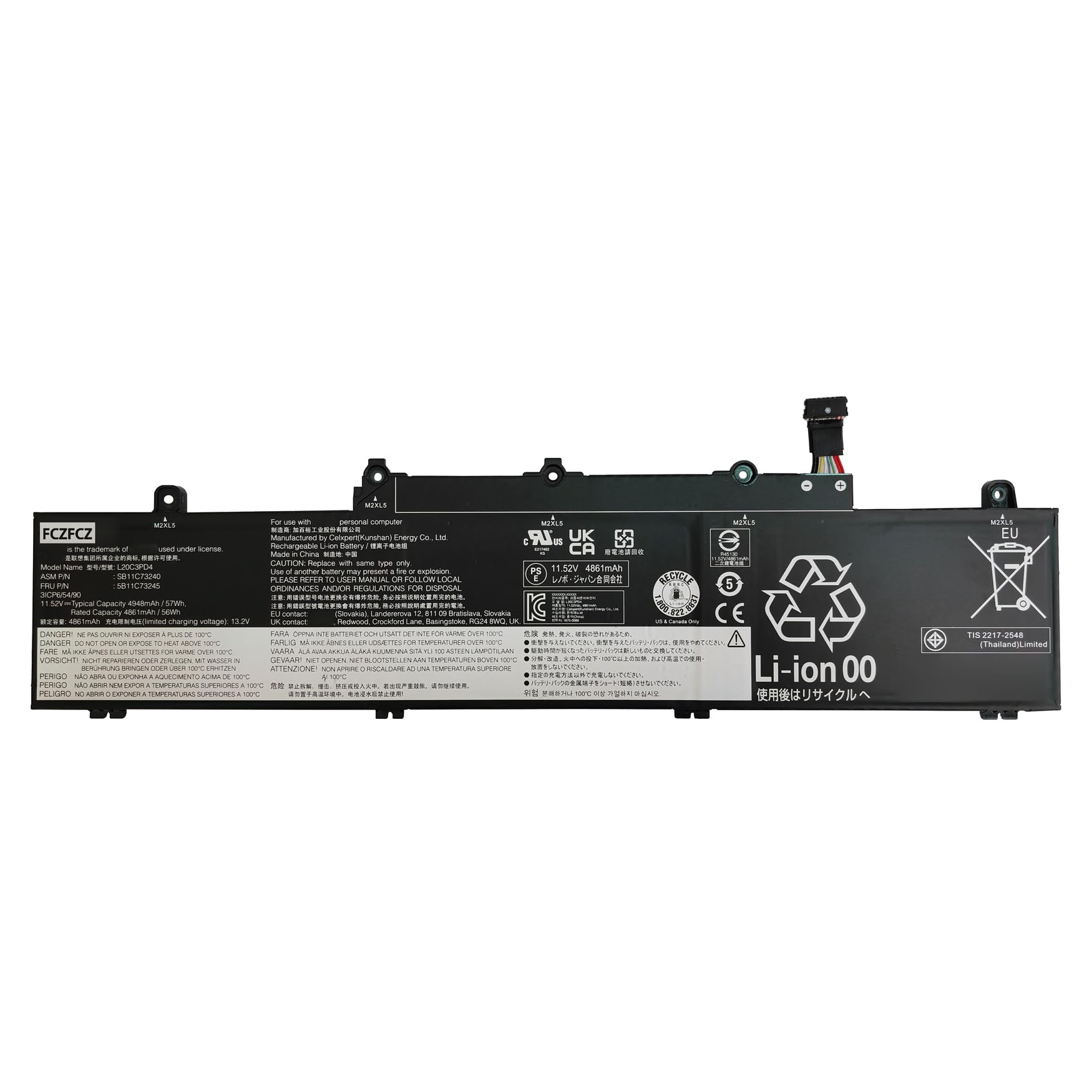 Amazon.com: FCZFCZ L20C3PD4 Battery 57Wh Replacement for Lenovo