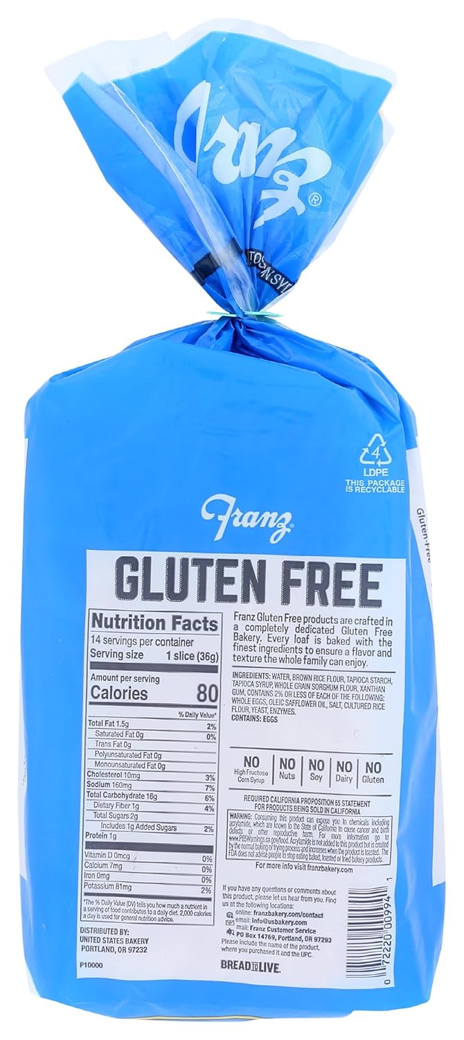 FRANZ BAKERY Gluten Free Mountain White, 18 OZ