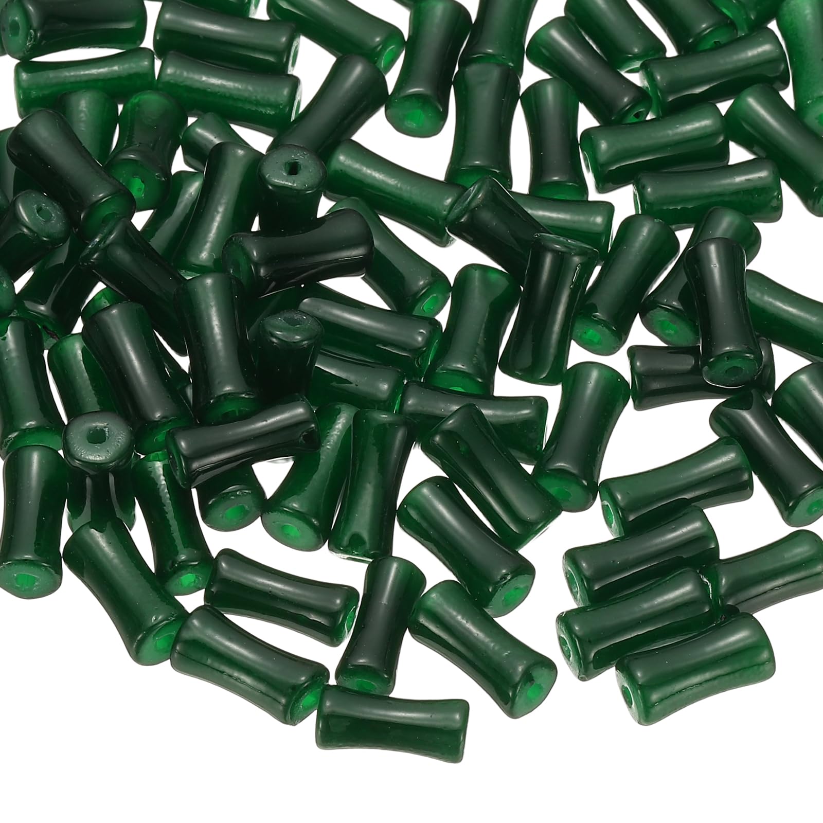 sourcing map 100 Pcs Glass Tube Beads, 6x12mm Cylinder Loose Beads, Stick Tube Beads Glass Bugle Seed Beads for Bracelets Jewelry Making DIY Crafts Earrings Necklaces, Dark Green